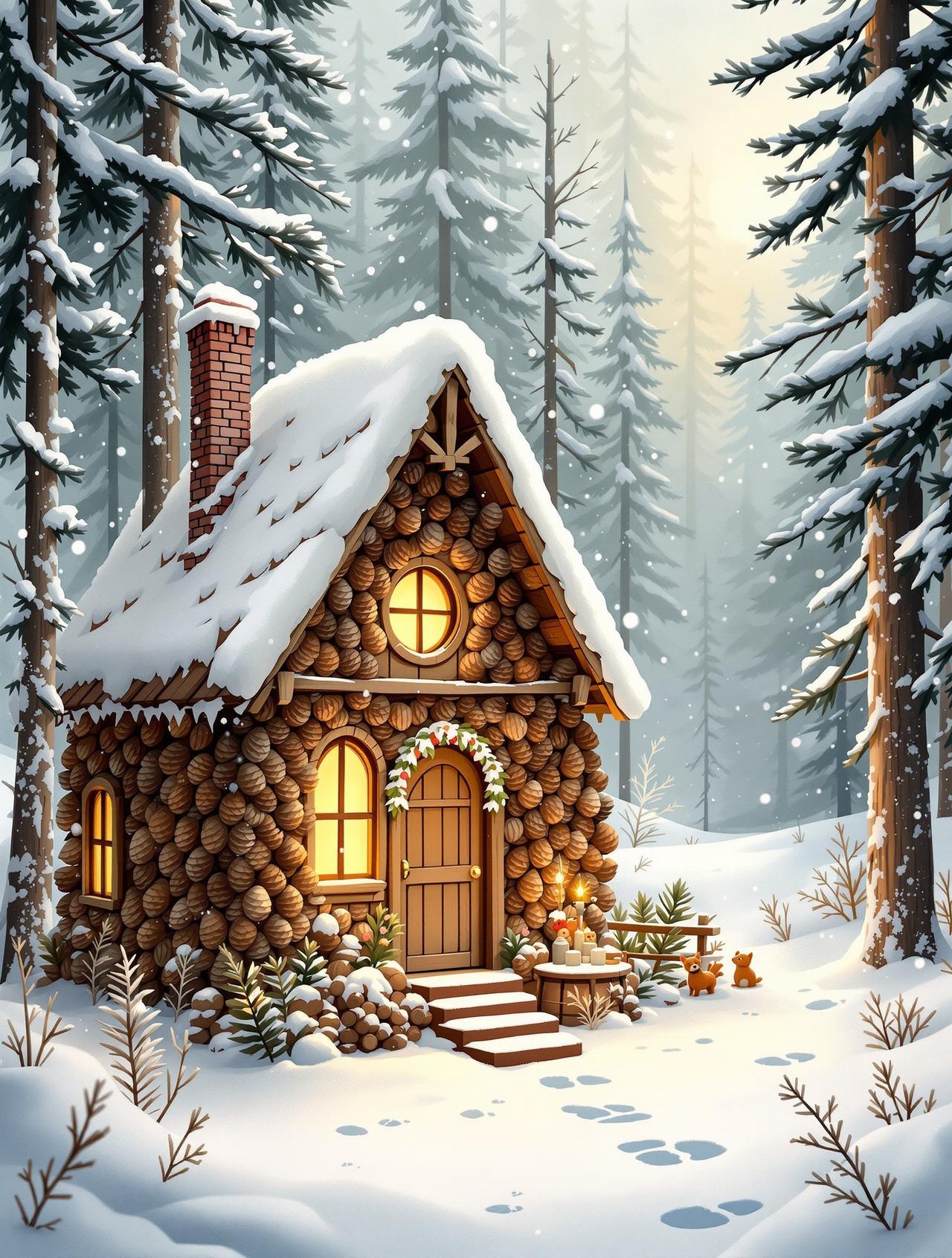 樱桃app作品《松果小屋的冬天》花林海报