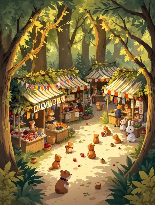 樱桃app作品《森林集市的四季歌》花林海报