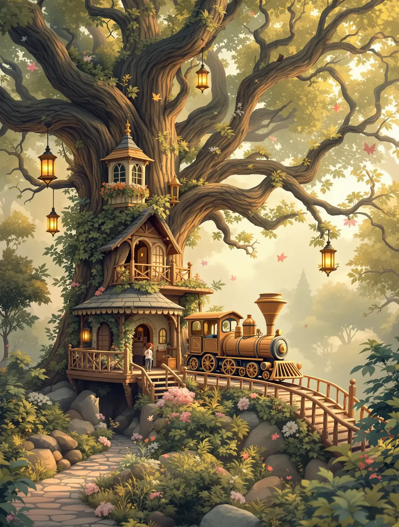 樱桃app作品《梦境的森林车站》花林海报